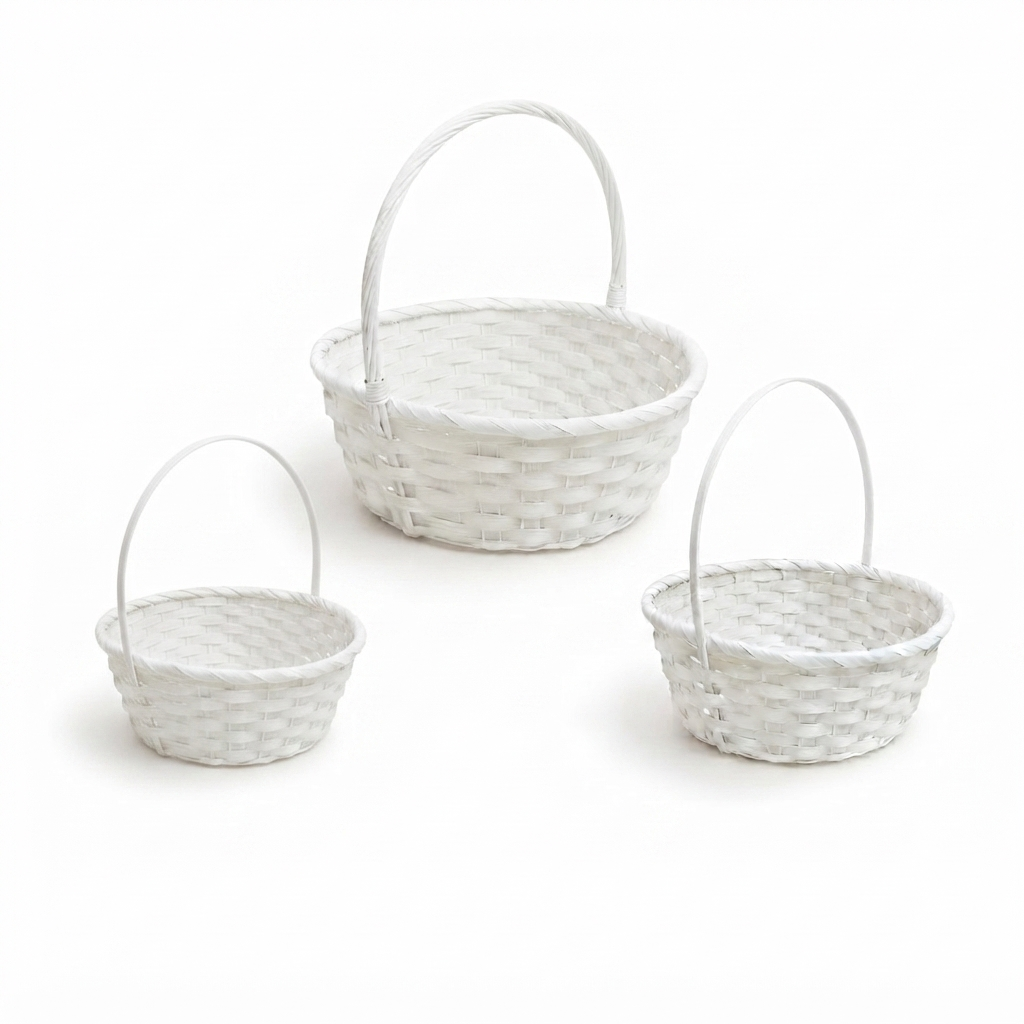 Canasta de mimbre blanco - Diámetro de 16cm a 28cm