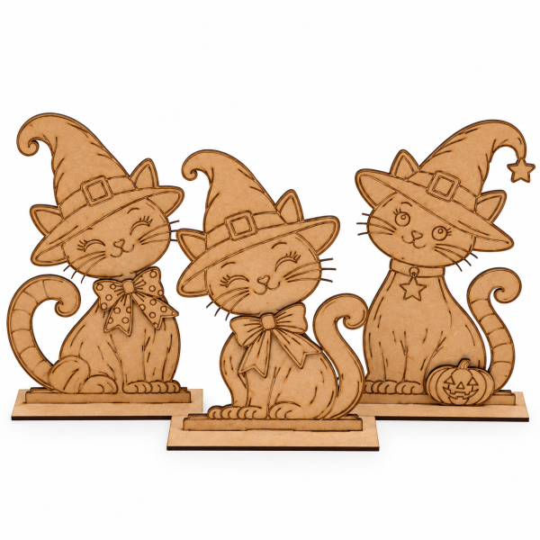 Gatos de Halloween MDF 3mm - Imagen 2