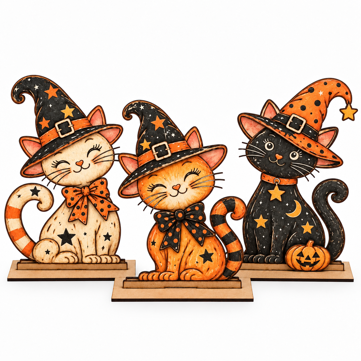 Gatos de Halloween MDF 3mm